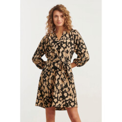 Smashed Lemon 35119 Dress Sand-Black-print