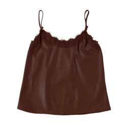 Turquoise Top zonder mouw m0408 hemd pu kant