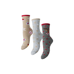 Pieces Dames kerst sokken pcjingle glitter 3-pack grijs