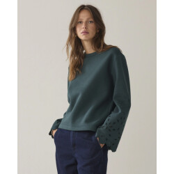 Summum 3s5213-30737 650 top embroidered sleeve emerald green