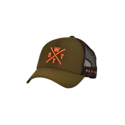 WATTS Unisex cap tribe logo effen carbon kaki groen/neon oranje