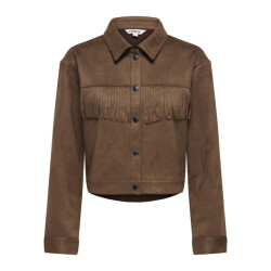 Only Lva ls faux suede frill jacket cognac