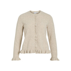 Vila Vijacia o-neck ls frill knit cardibfs beige
