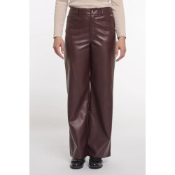 Rino & Pelle Corianregular.7502511 regular length straight leg pu pants chocolate bean