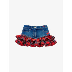 Monnalisa Meisjes baby rok denim tartan stone denim