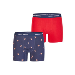 Happy Shorts Heren boxershorts kerst 2-pack donkerblauw/grijs