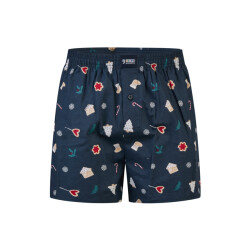 Happy Shorts Wijde kerst boxershort heren x-mas cookies blauw