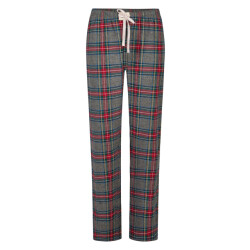 Happy Shorts Dames pyjama broek lang grijs/rood geruit flanel