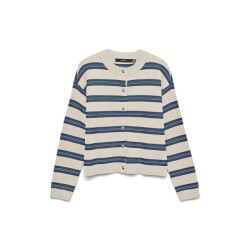 Vero Moda Vmgold stripe ls o-neck cardigan ecru dessin