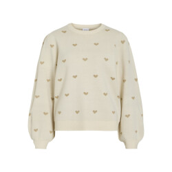 Vila Li o-neck ls knit pullover ecru dessin