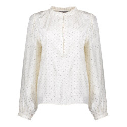 Geisha blouse shiny with dots 53539-14 017 ivory black