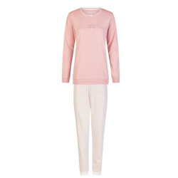 By Louise Dames winter pyjama set lang interlock roze/wit gestreept