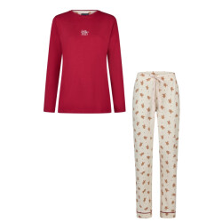 Happy Shorts Dames kerst pyjama set shirt + broek rood/wit gingerbread
