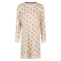Happy Shorts Dames kerst nachthemd lange mouw wit gingerbread