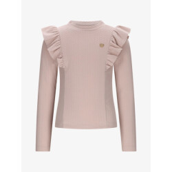Le Chic Meisjes longsleeve nadya knit vibes ruffle cafe au lait