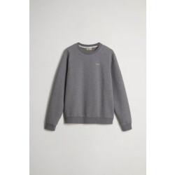 Woolrich Men logo interlock crewneck melange charcoal