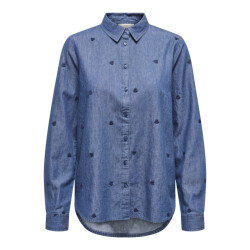 Jacqueline de Yong Jdylove ls embr shirt blue denim