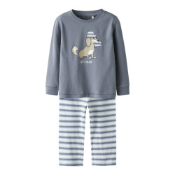 Name It Jongens lange pyjama set nmmramel gestreept grijs