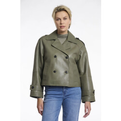 Rino & Pelle Lotte.3502511 rino en pelle double breasted leather jacket green ash
