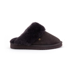 Warmbat Dames instap pantoffels suède flurry donker
