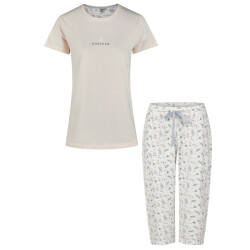 By Louise Dames capri pyjama driekwart oranje/wit gebloemd