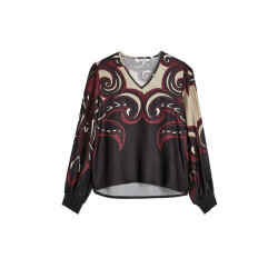 Summum 2s3397-12337 top v neck ornament print tops