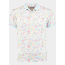 Bos Bright Blue Polo korte mouw bloemprint met licht 25008/01
