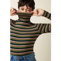 King Louie 10120 rollneck top frostine stripe 261 woodbine green