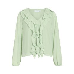 Vila Viane ls v-neck frill top noos mint