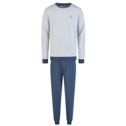 Phil & Co Heren winter pyjama set lang interlock blauw gestreept