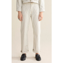 Summum 4s2918-12403 122 straight pant yarn dyed stripe ivory