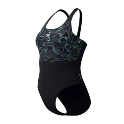 Speedo eco+ h-boom placem muscleb bla/grn wedstrijd badpak dames -