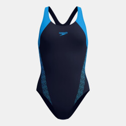 Speedo eco+ h-boom splice racerb nav/blu wedstrijd badpak dames -
