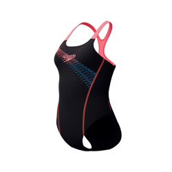 Speedo eco medley logo medalist 1p bla/ora wedstrijd badpak dames -