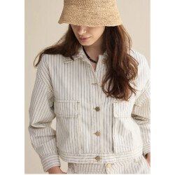 Summum 1s1289-12403 122 boxy jacket yarn dyed stripe ivory