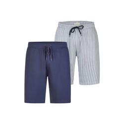 Phil & Co Heren korte pyjamabroeken 2-pack grijs gestreept/donkerblauw