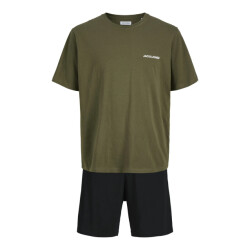 Jack & Jones Heren korte shortama pyjamaset jaceverest groen/zwart