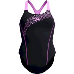 Speedo eco medley logo medalist 1p bla/pur wedstrijd badpak dames -