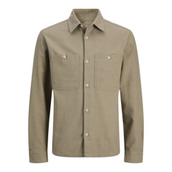 Jack & Jones Jprblurayle linen bl. solid ls shirt sn olijf