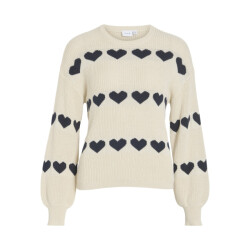Vila Vijamilla ls o-neck jacquard knit topr ecru dessin