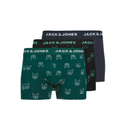Jack & Jones Jongens boxershorts trunks jacdenim hond print 3-pack groen/donkerblauw