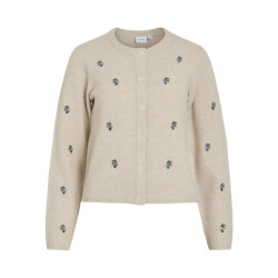 Vila Visebora ls ebmroidery cardigan beige