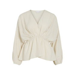 Vila Viselia v-neck ls peplum topbfs beige
