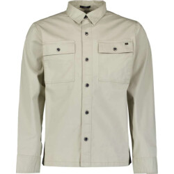 No Excess Overshirt buttons twill stretch light moss