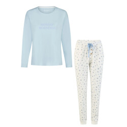By Louise Dames pyjama set lang blauw/wit gebloemd