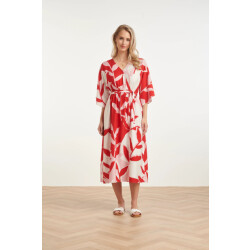 Smashed Lemon Maxi-jurk met rood en roze botanische print |
