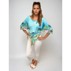 Mucho Gusto Blouse honolulu turquoise paradise print