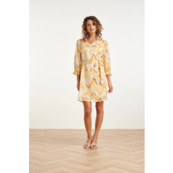 Smashed Lemon Tuniek jurk met gele zigzag aztec print en ceintuur |