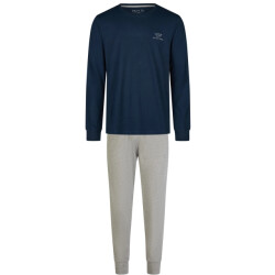 Phil & Co Essential heren pyjama set lang donkerblauw/grijs