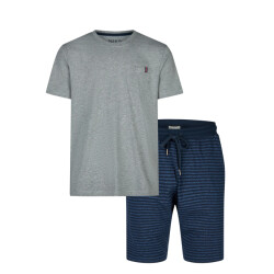 Phil & Co Essential shortama heren korte pyjama set grijs/blauw